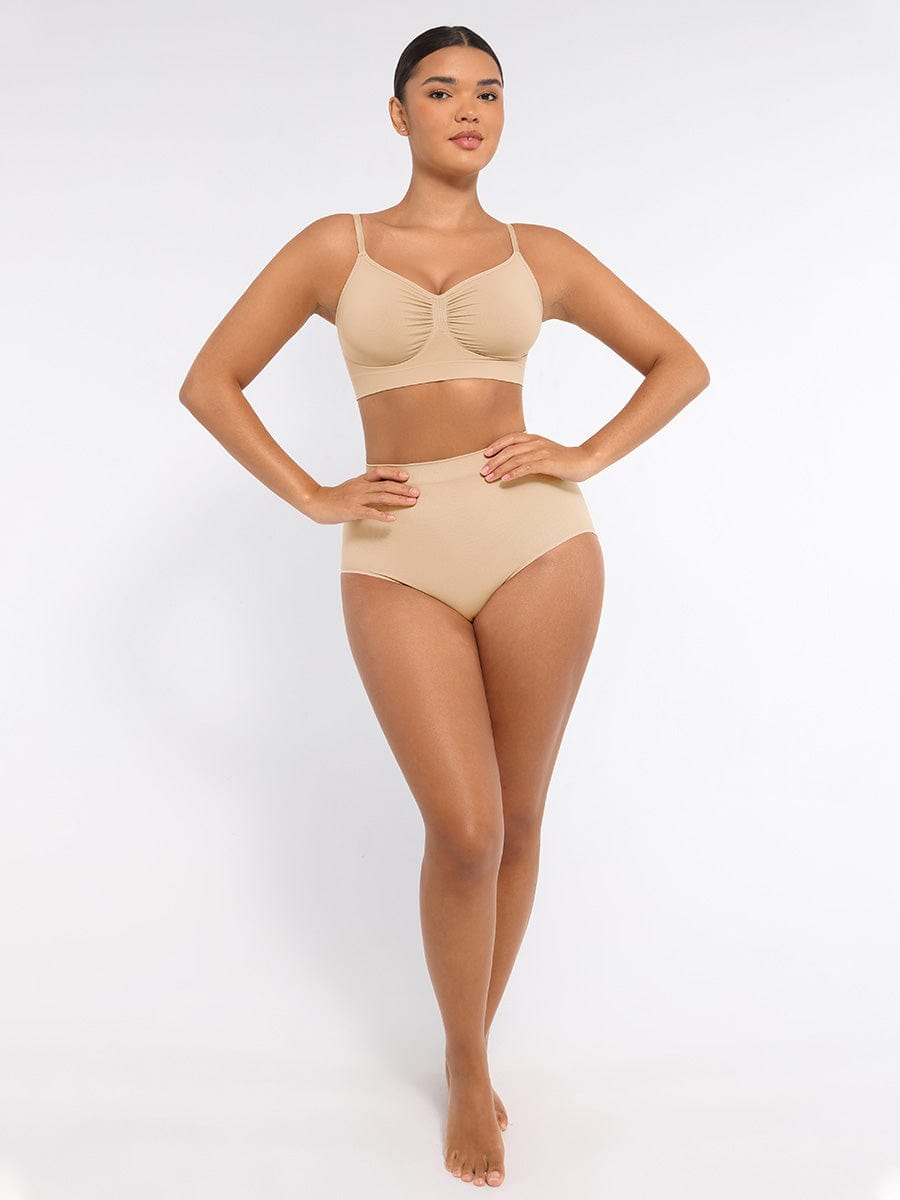Seamless Mid-Waist Tummy Control Peach-Hip Brief