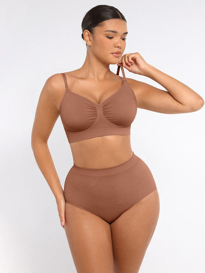 Seamless Mid-Waist Tummy Control Peach-Hip Brief