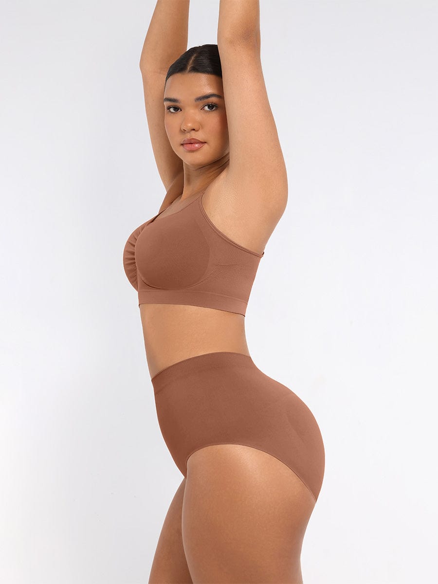 Seamless Mid-Waist Tummy Control Peach-Hip Brief
