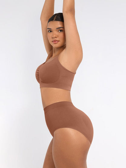 Seamless Mid-Waist Tummy Control Peach-Hip Brief