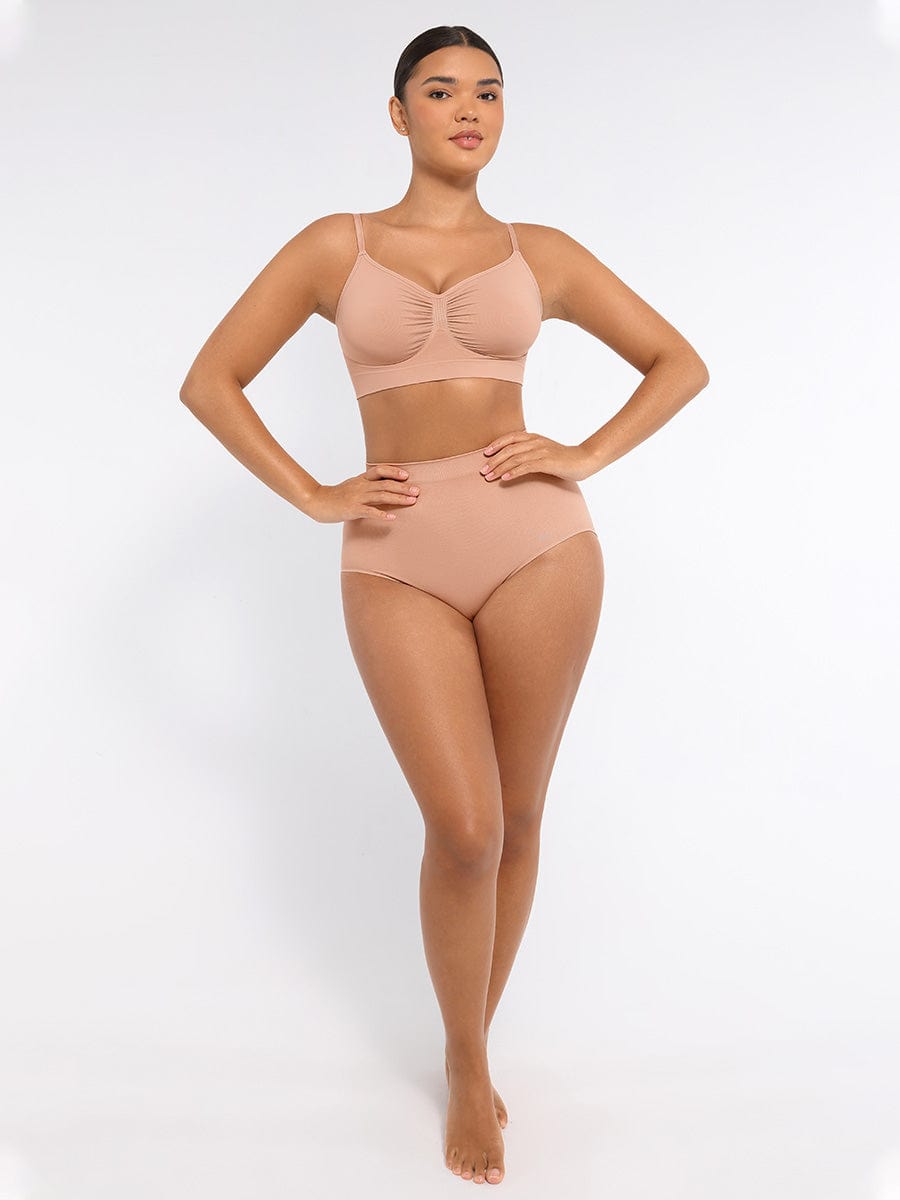 Seamless Mid-Waist Tummy Control Peach-Hip Brief