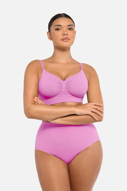 Seamless Mid-Waist Tummy Control Peach-Hip Brief