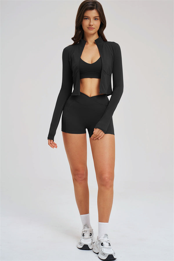 The Sizzle Zip Jacket Sports Bra Shorts 3-Piece Set