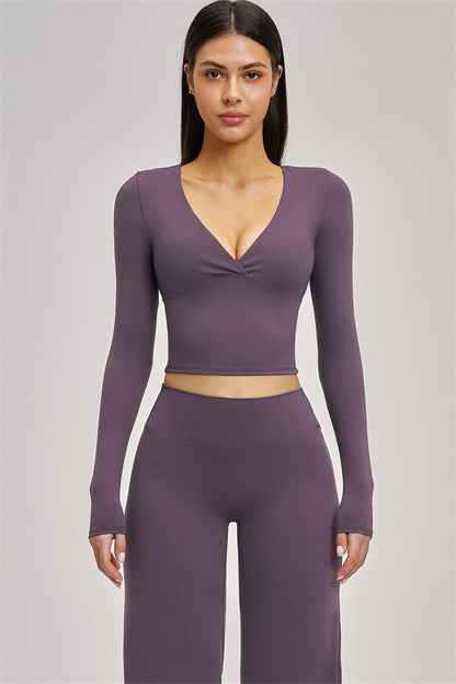 The Swoon Long Sleeve Crop top Flared Leggings 2-Piece Set