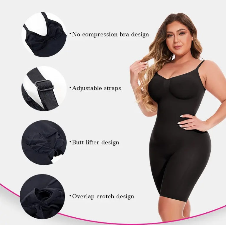 Seamless Postpartum Shapewear | Mid-Thigh Tummy Control Bodysuit