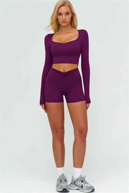 The Lushness Long Sleeve Crop top Shorts 2-Piece Set