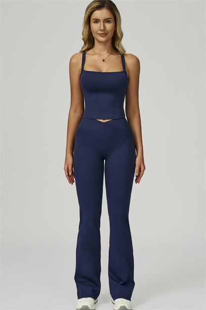 The Flourish Crop Tank Flared Leggings 2-Piece Set