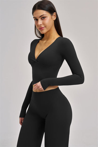 The Swoon Long Sleeve Crop top Flared Leggings 2-Piece Set