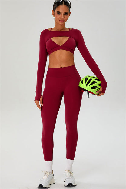The Ember Sports Bra Crop Top Leggings 3-Piece Set