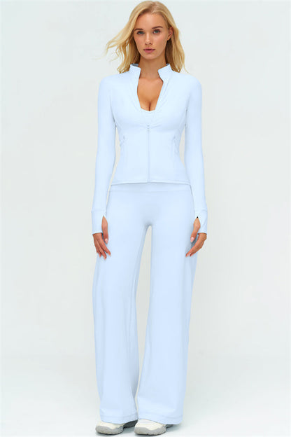The Twirl Zip Jacket Sports Bra New Straight Leg Pants 3-Piece Set