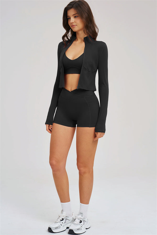 The Sizzle Zip Jacket Sports Bra Shorts 3-Piece Set