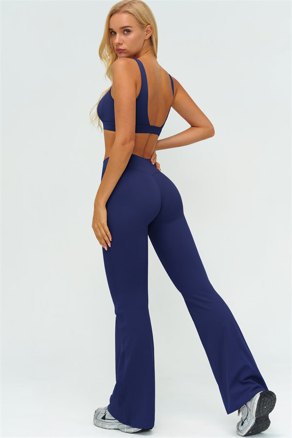 The Lushness V-Back Sports Bra Flared Leggings 2-Piece Set