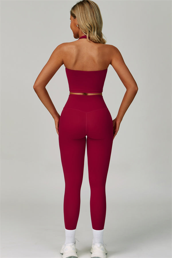 The Seraphine Halter Crop Top Leggings 2-Piece Set