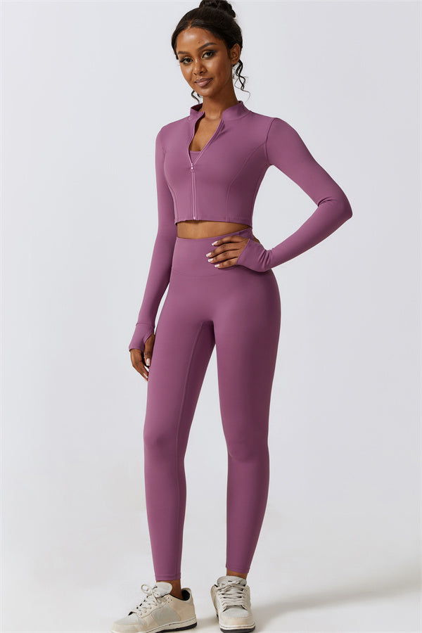 Juno Star Jacket Sports Bra Leggings 3-Piece Set