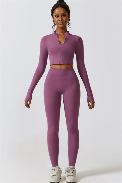 Juno Star Jacket Sports Bra Leggings 3-Piece Set