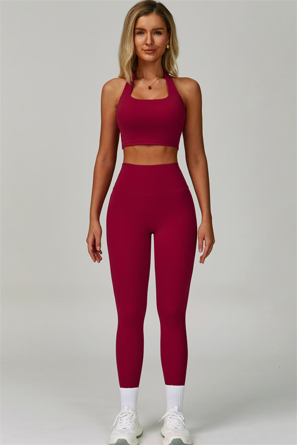 The Seraphine Halter Crop Top Leggings 2-Piece Set