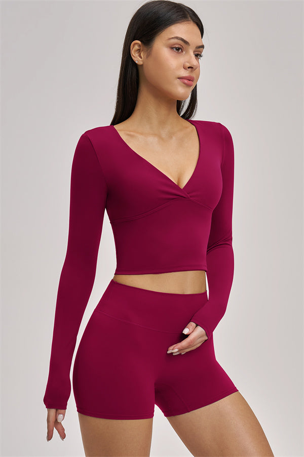 The Swoon Long Sleeve Crop top Shorts 2-Piece Set