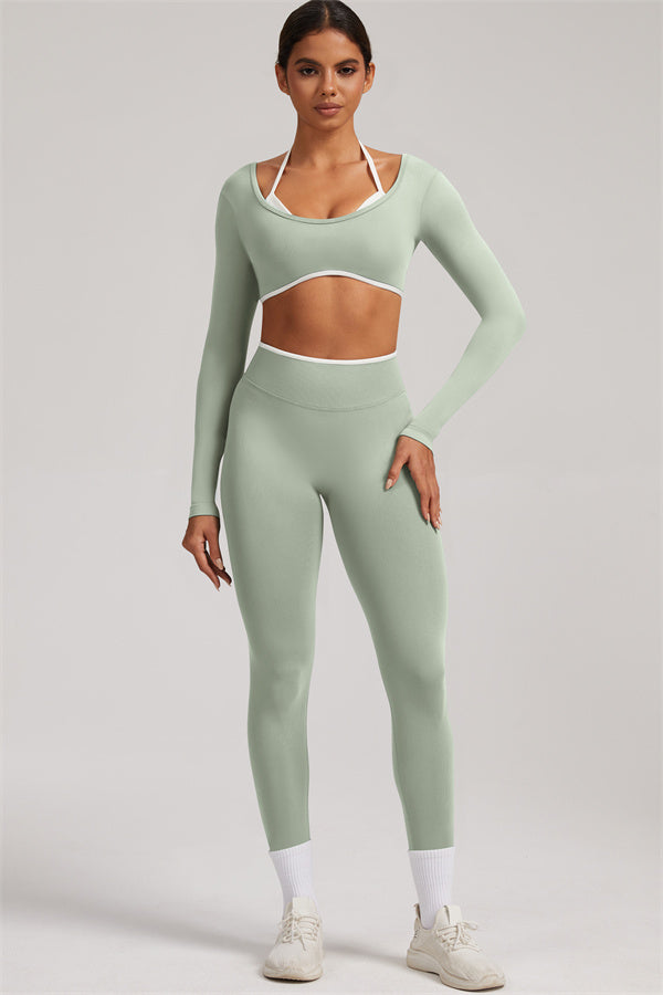 The Elevate New Long Sleeve Crop top Leggings 2-Piece Set