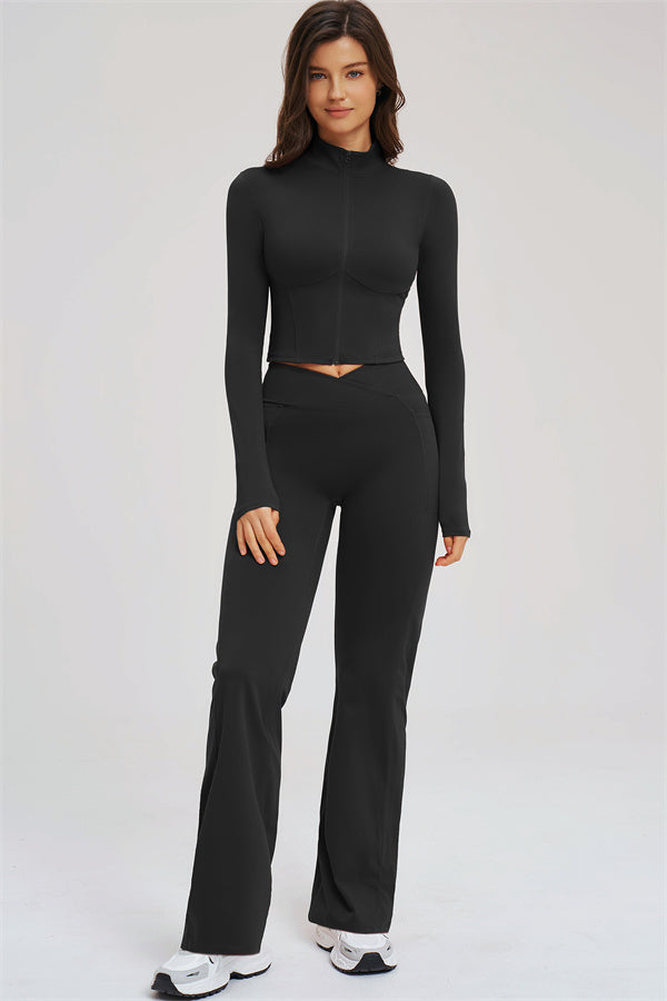 The Sizzle Zip Jacket Flared Leggings 2-Piece Set