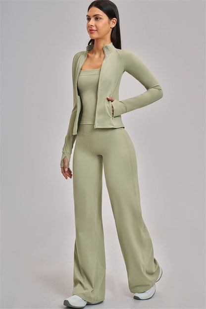 The Swoon Jacket Tank Top Flared Leggings 3-Piece Set