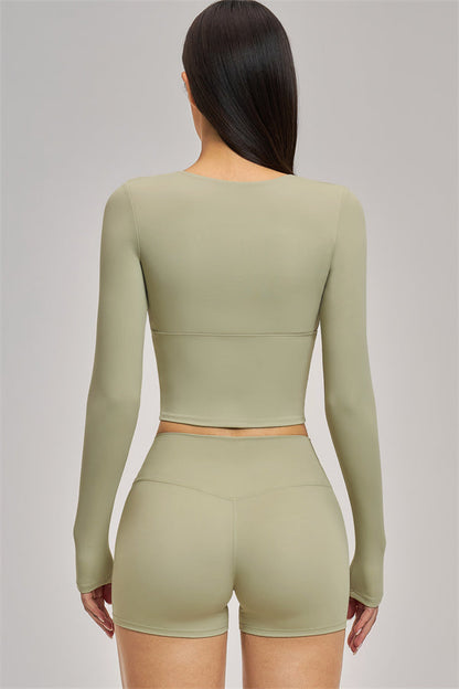 The Swoon Long Sleeve Crop top Shorts 2-Piece Set