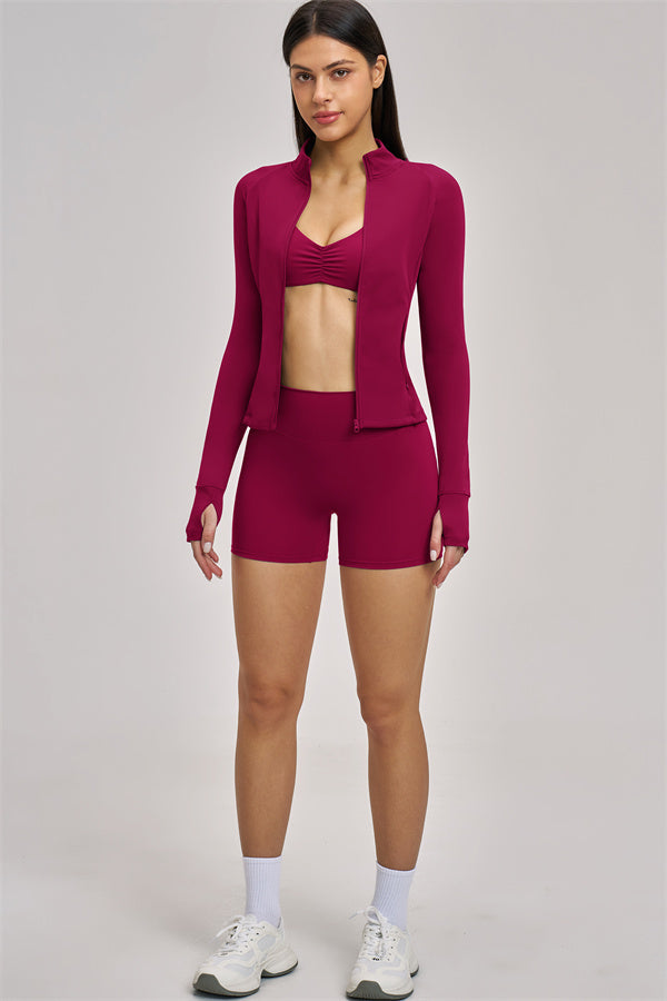 The Swoon Jacket Sports Bra Shorts 3-Piece Set