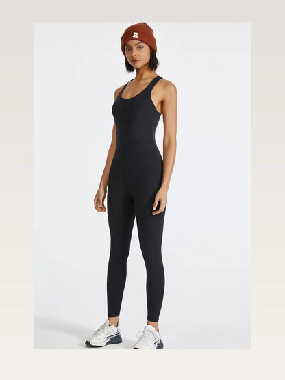 Crisscross Back Wide Strap Active Jumpsuit