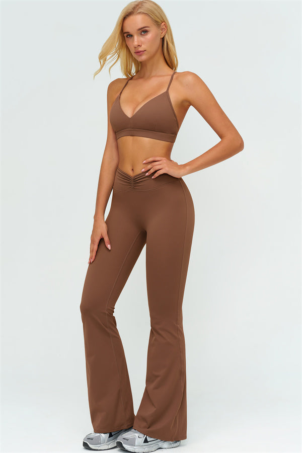 The Lushness Y-Back Sports Bra Flared Leggings 2-Piece Set