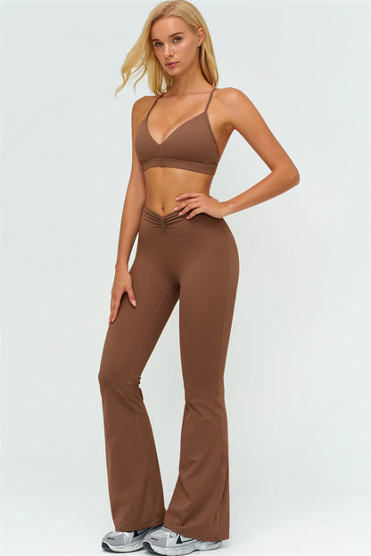 The Lushness Y-Back Sports Bra Flared Leggings 2-Piece Set