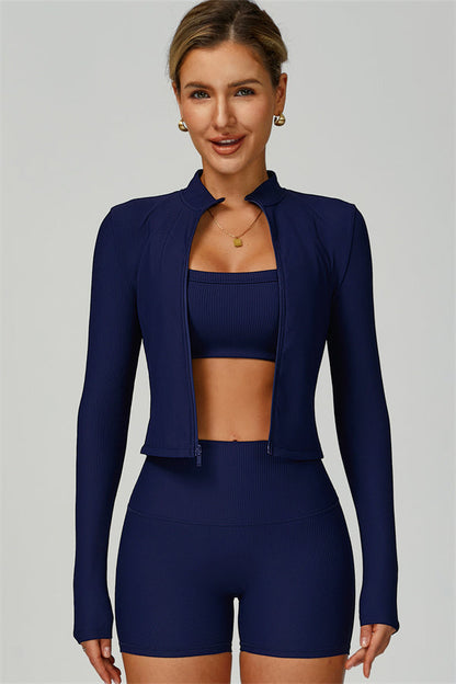 The Burst Jacket Sports Bra Shorts 3-Piece Set