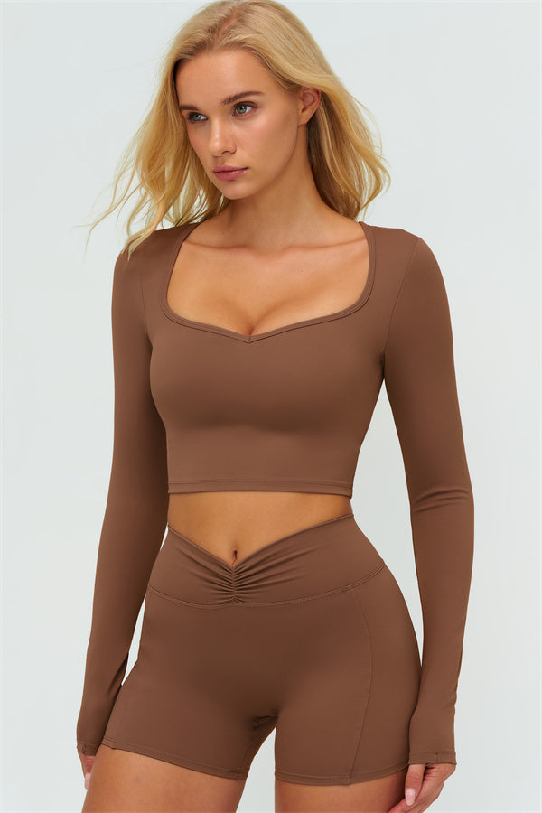 The Lushness Long Sleeve Crop top Shorts 2-Piece Set