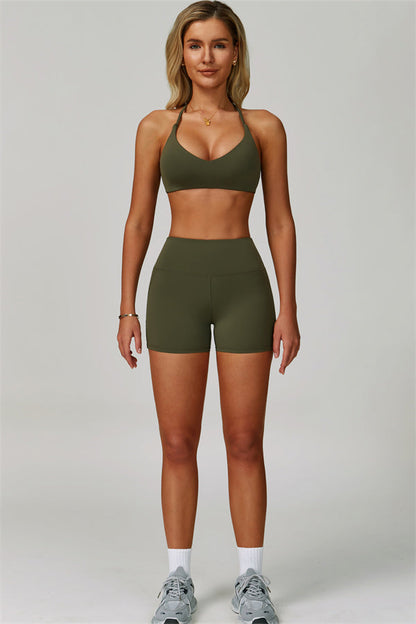 The Bold Cross Back Sports Bra Shorts 2-Piece Set