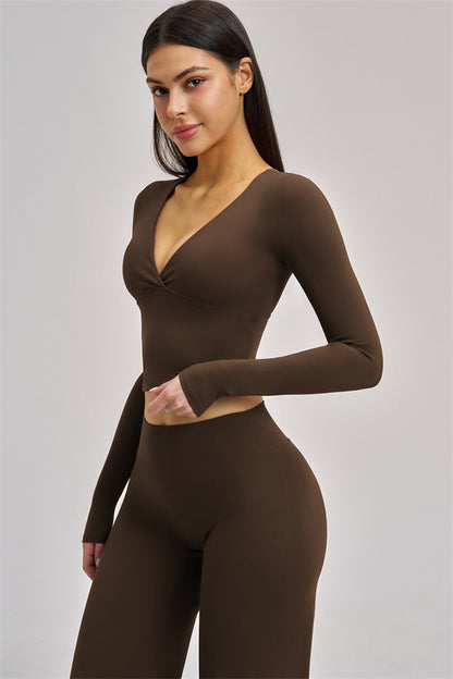 The Swoon Long Sleeve Crop top Flared Leggings 2-Piece Set