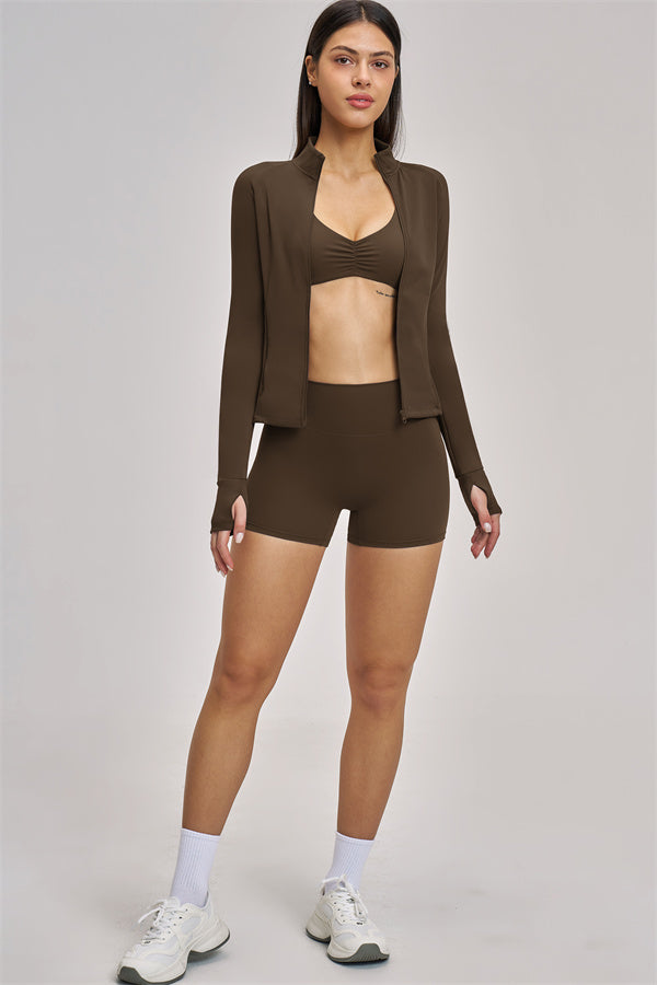 The Swoon Jacket Sports Bra Shorts 3-Piece Set