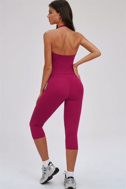 The Twirl Halter Tank Top Capri Leggings 2-Piece Set