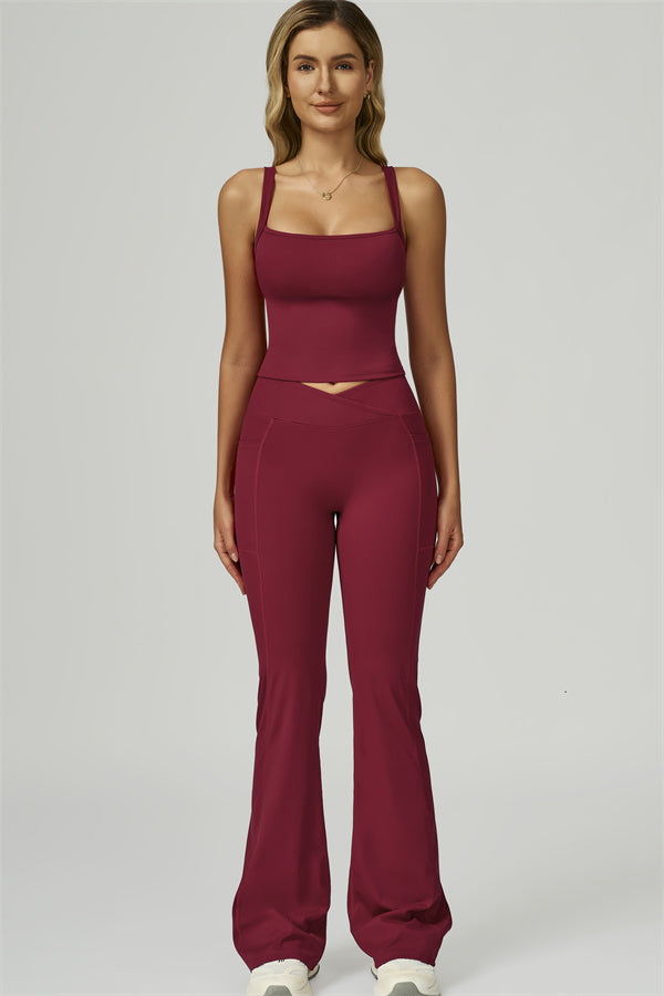 The Flourish Crop Tank Flared Leggings 2-Piece Set