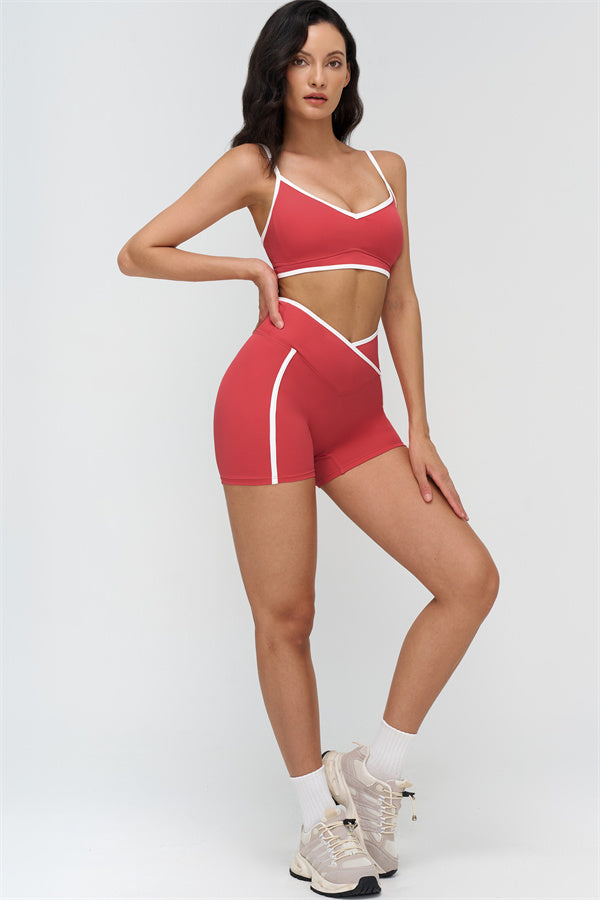 The Crave Contrast Sports Bra Shorts 2-Piece Set