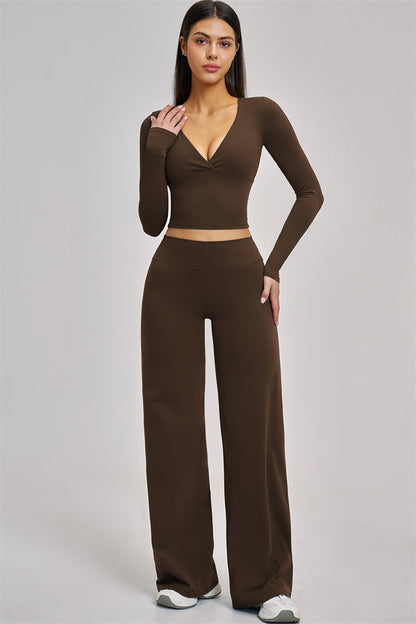 The Swoon Long Sleeve Crop top Flared Leggings 2-Piece Set