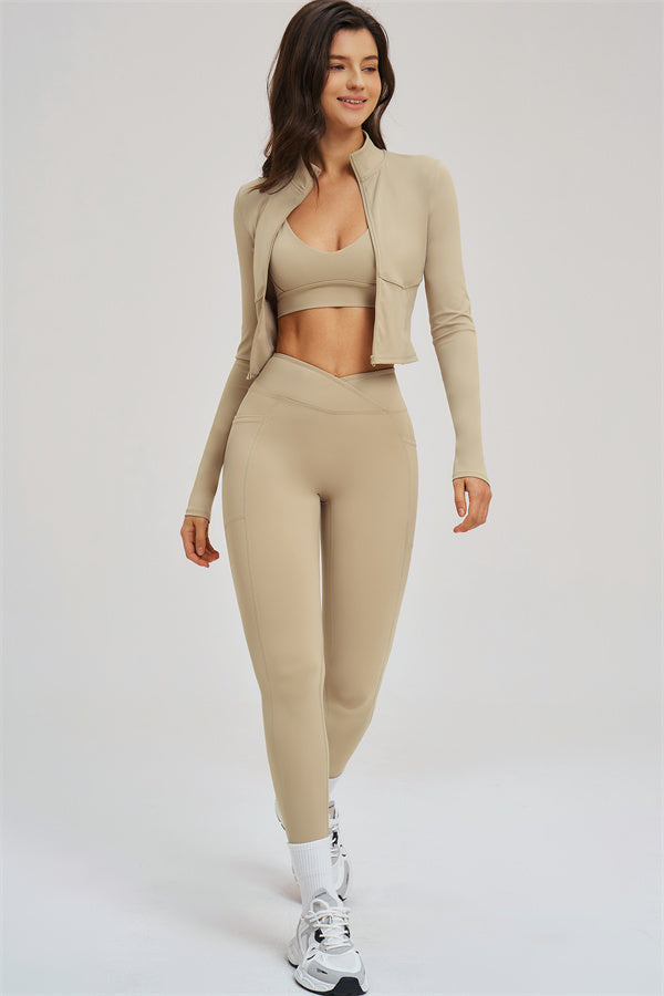 The Sizzle Zip Jacket Sports Bra Leggings 3-Piece Set