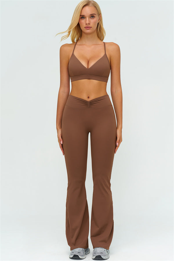 The Lushness Y-Back Sports Bra Flared Leggings 2-Piece Set