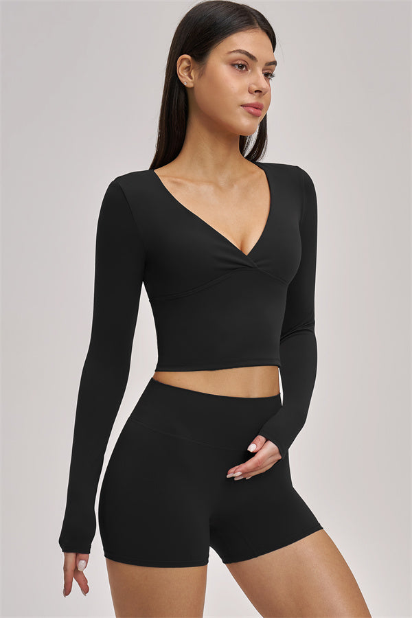 The Swoon Long Sleeve Crop top Shorts 2-Piece Set