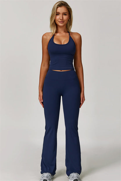 The Surge Halter Crop Top Flared Leggings 2-Piece Set
