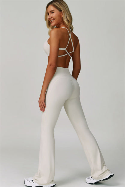 The Bold Cross Back Sports Bra Flared Leggings 2-Piece Set