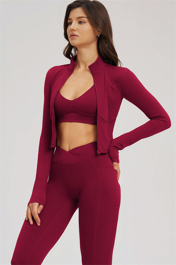 The Sizzle Zip Jacket Sports Bra Leggings 3-Piece Set