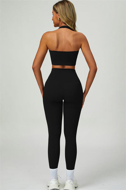 The Seraphine Halter Crop Top Leggings 2-Piece Set