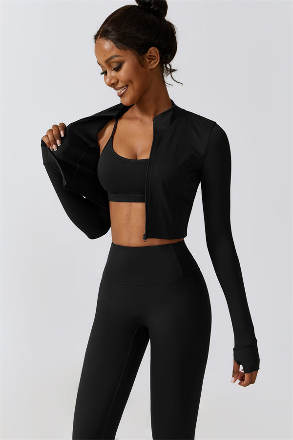 Juno Star Jacket Sports Bra Leggings 3-Piece Set