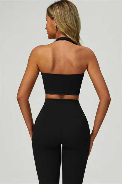 The Seraphine Halter Crop Top Leggings 2-Piece Set