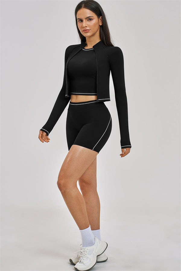 The Unbound Jacket Crop Top Shorts 3-Piece Set