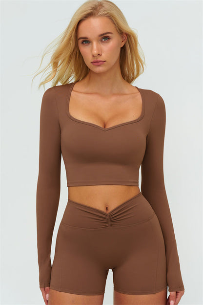 The Lushness Long Sleeve Crop top Shorts 2-Piece Set