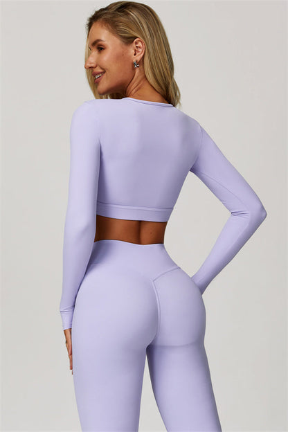 The Lavish Long Sleeve Cut-out Crop Top Leggings 2-Piece Set